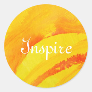 Sticker Rond arrière - plan jaune. aquarelle sur le papier