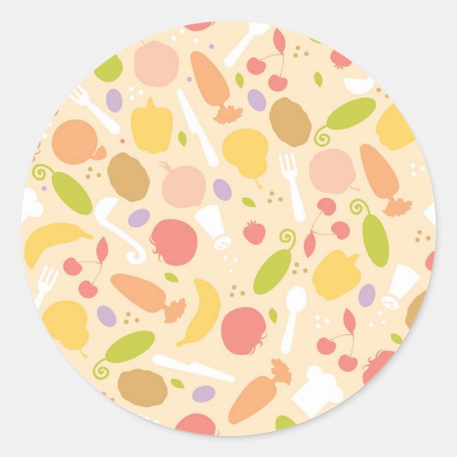 Sticker Rond Arrière - plan motif de cuisine végétarien (Devant)