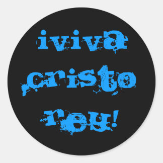 Sticker Rond Arrière - plan noir, Viva Cristo Rey !