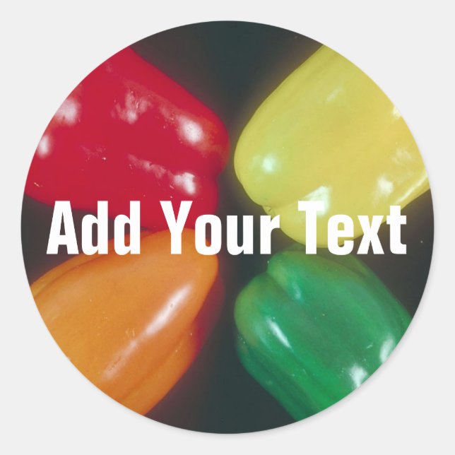 Sticker Rond Arrière - plan Peppers pour texte personnalisé (Devant)