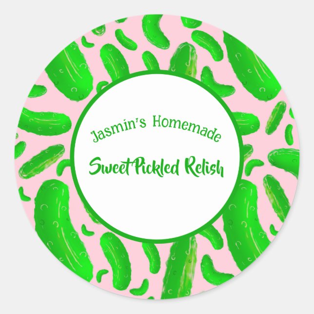Sticker Rond Arrière - plan rose des sachets verts (Devant)