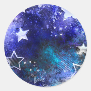 Sticker Rond Arrière - plan spatial avec étoiles