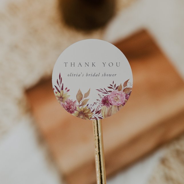 Sticker Rond Arrière-saison de mariage avec citrouille et fleur (Créateur téléchargé)