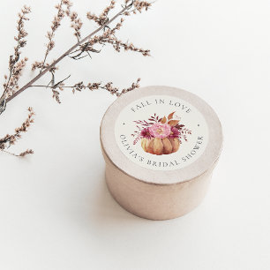 Sticker Rond Arrière-saison de mariage avec citrouille et fleur