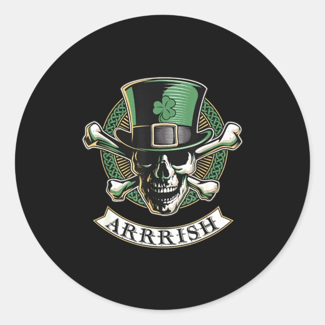 Sticker Rond Arrish Irish Rate St Patricks Day, Rate Men Funny  (Devant)