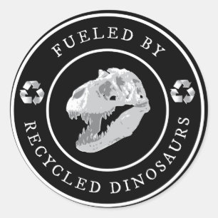 Sticker Rond Arrondi alimenté par des dinosaures Recyclés - Bla