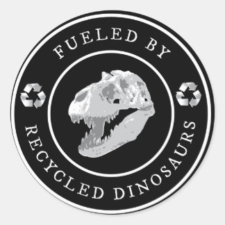 Sticker Rond Arrondi alimenté par des dinosaures Recyclés - Bla