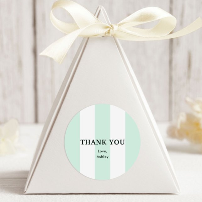 Sticker Rond Arrosage de mariage Cabana Stripe Sea Green (Créateur téléchargé)