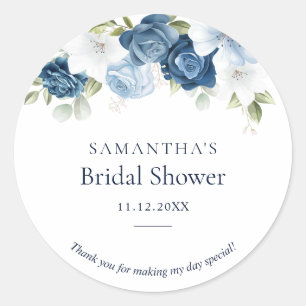 Sticker Rond Arrosage de mariage Fleurie Bleu Poussiéreux Aquar