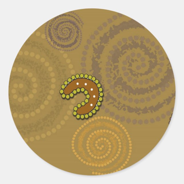 Sticker Rond Art aborigène australien - Le rassemblement (Devant)