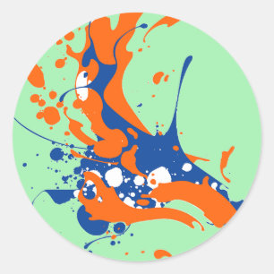 Sticker Rond Art Abstrait Mint Green Art moderne peinture splas