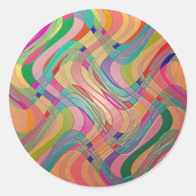 Sticker Rond Art abstrait moderne aspect vitrail coloré (Devant)