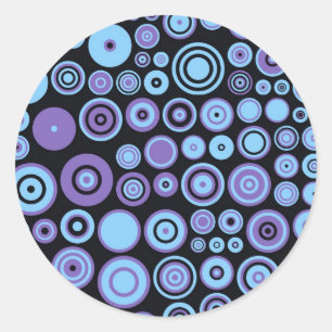 Sticker Rond Art abstrait pourpre vintage d'années '50 bleues