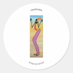 Sticker Rond Art africain mignonne et élégante fille anniversai
