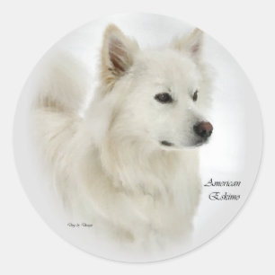 Sticker Rond Art américain de cadeaux de chien esquimau