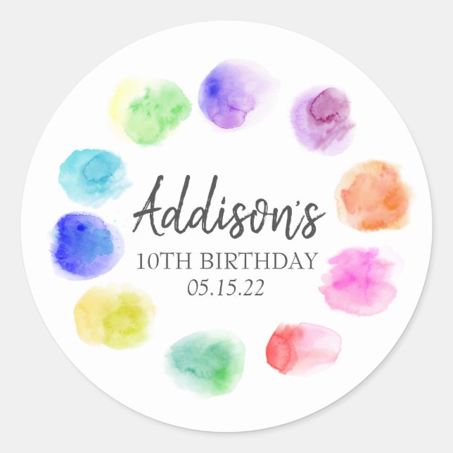 Sticker Rond Art Anniversaire Invitation, Peinture Invitation A (Devant)
