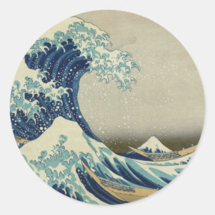 Sticker Rond Art asiatique - La Grande Vague au large de Kanaga