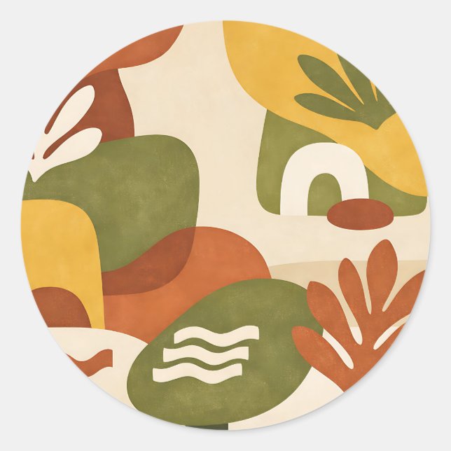 Sticker Rond Art botanique abstrait boho (Devant)