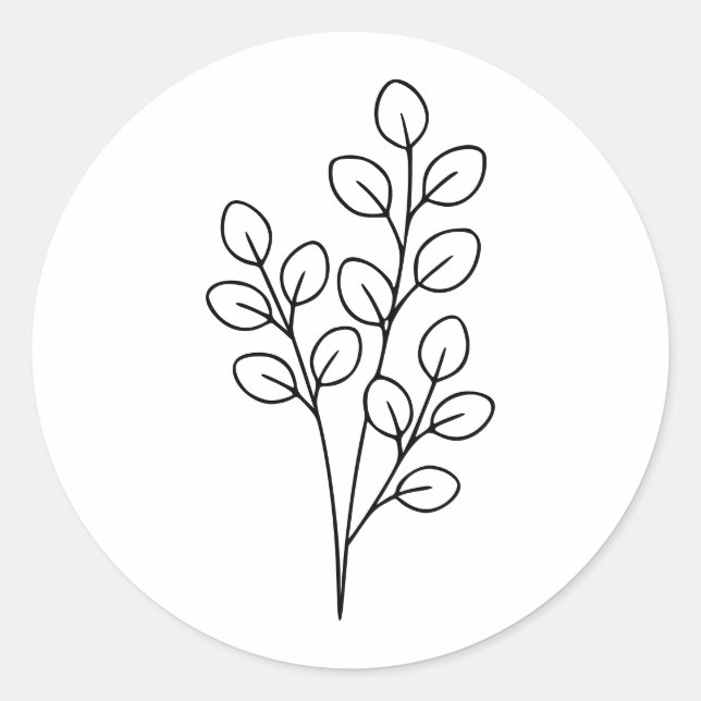 Sticker Rond Art botanique minimaliste Eucalyptus (Devant)