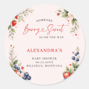 Sticker Rond Art botanique sucré aux baies Fille rose Baby Show