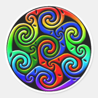 Sticker Rond Art Celtique Antique Coloré - Complet, Beau