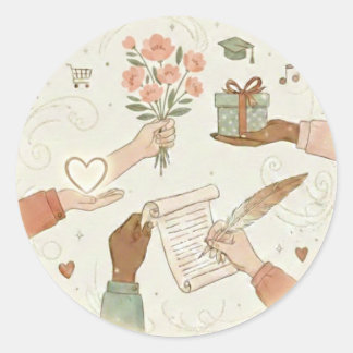 Sticker Rond Art circulaire de gratitude et de gentillesse dess