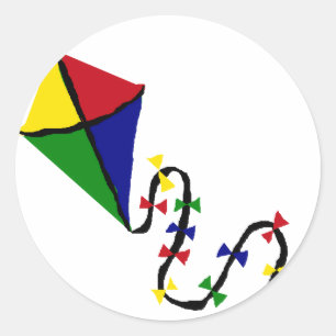 Sticker Rond Art coloré de vol de cerf-volant