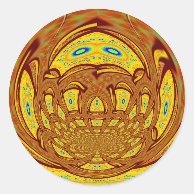 Sticker Rond Art de baseball jaune doré Imprimer (Devant)