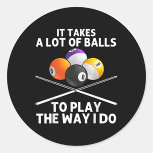 Sticker Rond Art de billard drôle pour les hommes amateurs de b