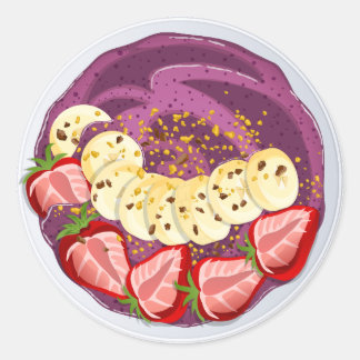 Sticker Rond Art de bol de suralimentation de l'açai sain
