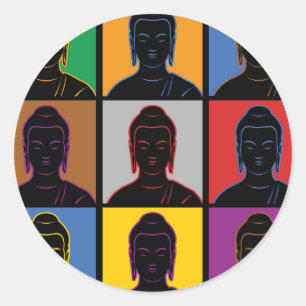 Sticker Rond Art de bruit de Bouddha