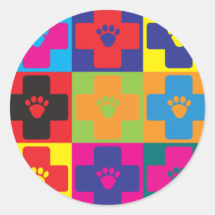 Sticker Rond Art de bruit de médecine vétérinaire