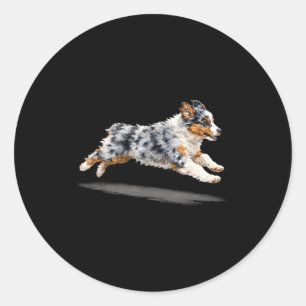 Sticker Rond Art de chien courant rétro mignon berger australie