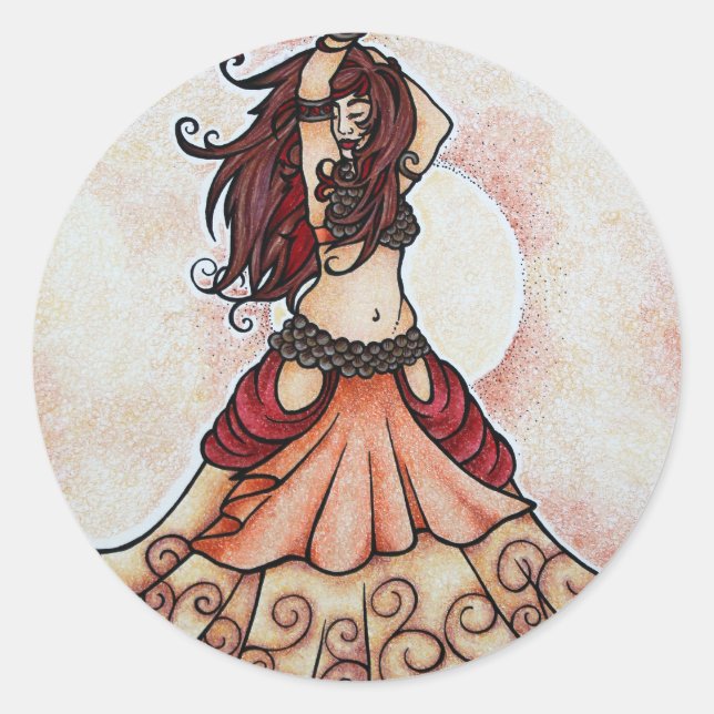 Sticker Rond Art de danse du ventre Ember (Devant)
