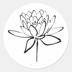 Sticker Rond Art de dessin en noir et blanc sur les fleurs de L