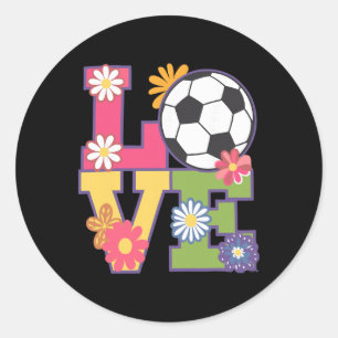 Sticker Rond Art de football drôle pour femme fille joueuse de