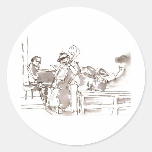 Sticker Rond art de groupe de jazz