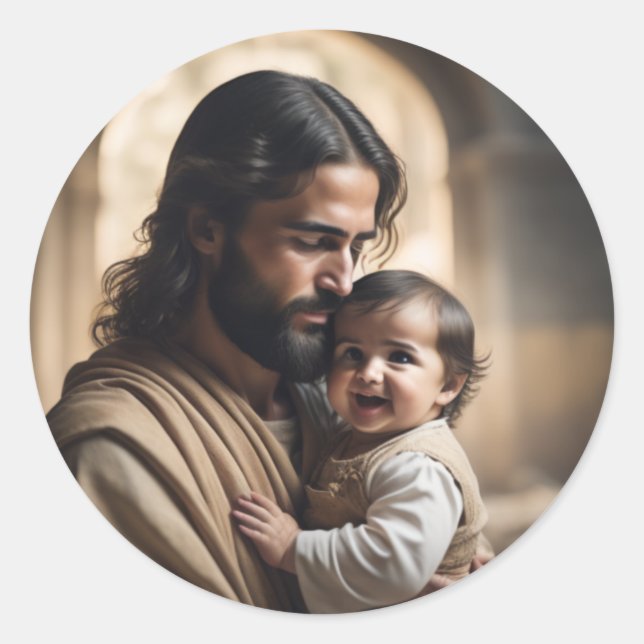 Sticker Rond art de Jésus (Devant)
