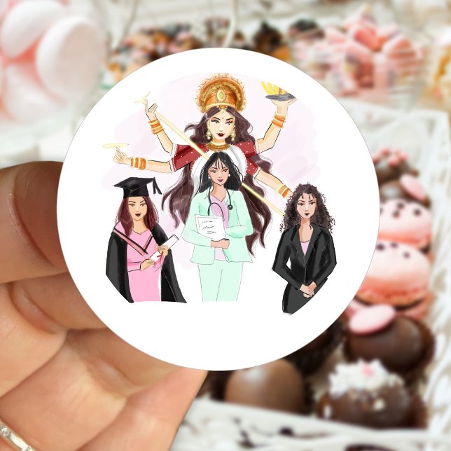 Sticker Rond Art de jour féminin (Créateur téléchargé)