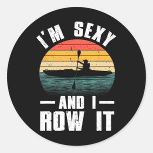 Sticker Rond Art de kayak cool pour hommes femmes kayakiste ram