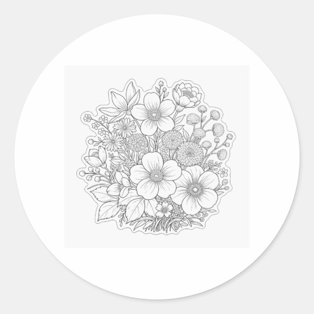 Sticker Rond art de la composition florale (Devant)