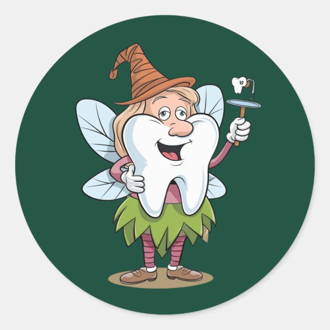 Sticker Rond Art de la fée des dents magiques (Devant)