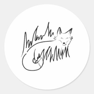 Sticker Rond Art de la ligne Fox