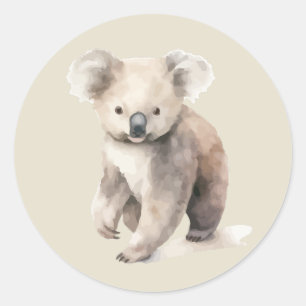 Sticker Rond Art de l'animal sauvage australien koala à l'aquar