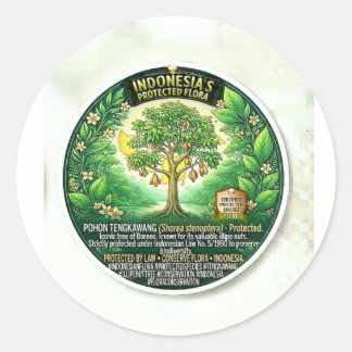 Sticker Rond Art de l'arbre sacré Tengkawang - Noix Illipe rare
