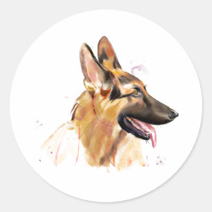Sticker Rond Art de l'autocollant du berger allemand