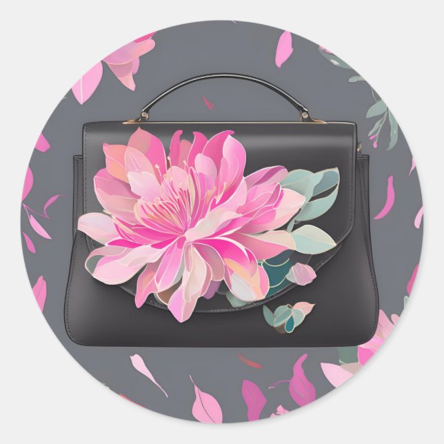Sticker Rond Art de l'IA Rose en floraison (Devant)