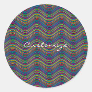 Sticker Rond Art de ligne Abstrait Wavy Cool Thunder_Cove