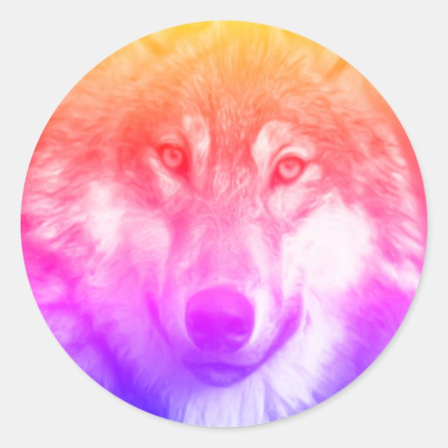 Sticker Rond Art de loup (Devant)