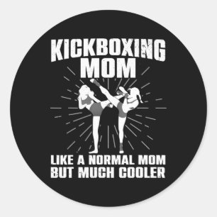 Sticker Rond Art de mère de kickboxing pour mère femmes kickbox
